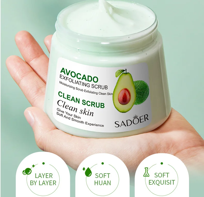 Private label custom logo natural exfoliating whitening Avocado Wildberry Coconut body scrubs