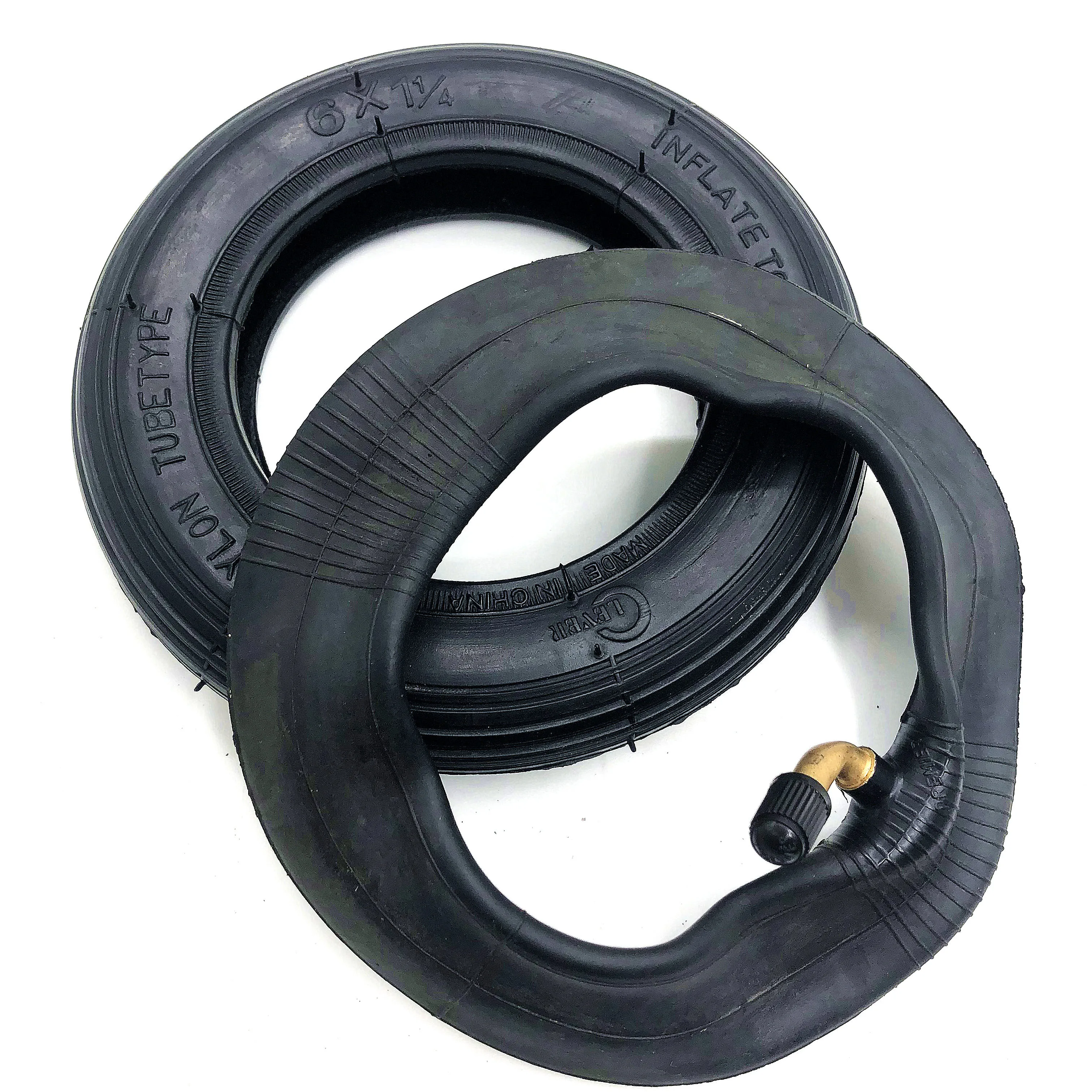 GOOFIT 6 X 1 1/4 Curved Bent Stem Inner Tube Tire for Mini Electric Scooter Folding Bike 1 pcs 