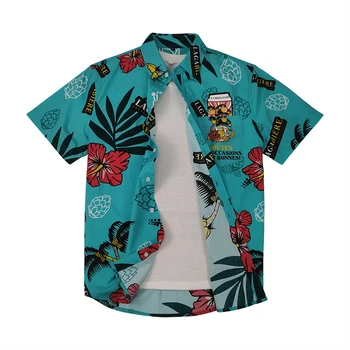 Custom Summer Men's Hawaiian Shirt High Quality Male Blouse Stylish New men's European size printed Hawaiian short sleeve shirt