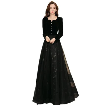 Black Evening Dresses Elegant Lace Evening Gowns Long Formal Evening Dress Styles Women Prom Party Dresses
