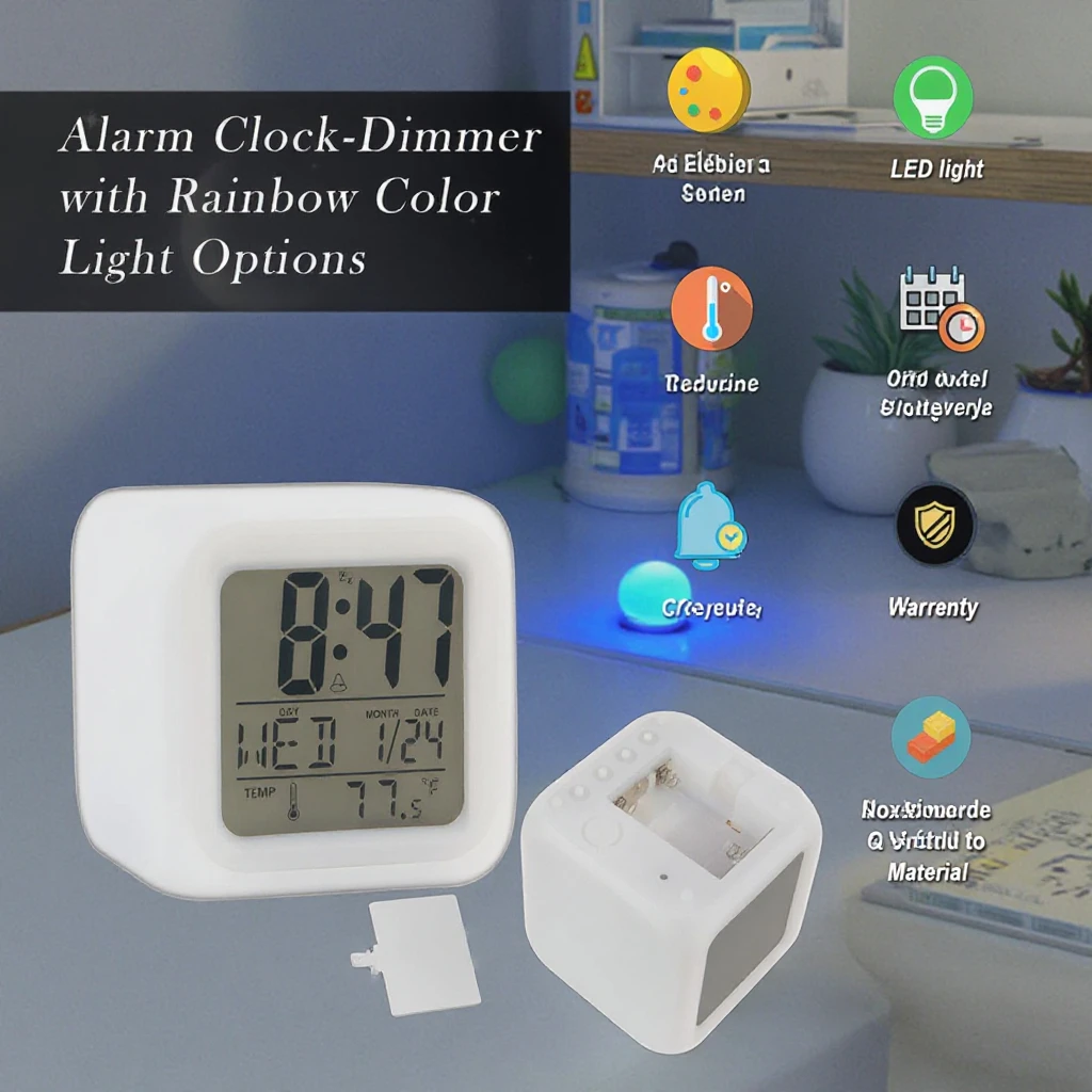 7 Colour Sublimation Cube Clock Popular Gift Electronic Desk Clock with Luminous Feature and Calendars