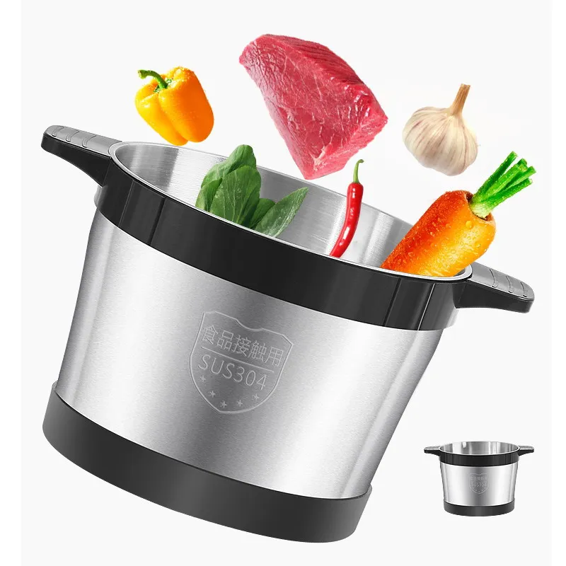 8830 Copper Motor 6L Stainless Steel Electric Garlic Mixer Chicken Meat Grinder for Household Car RV with Strong Power