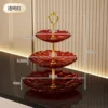 Three-tiered fruit platter - transparent red