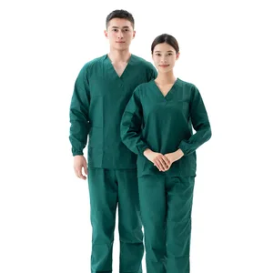 Women's Short Sleeve Beauty Salon Scrub Sets Nurse Uniform with Front Button Opening for Skin Caring Working Overall