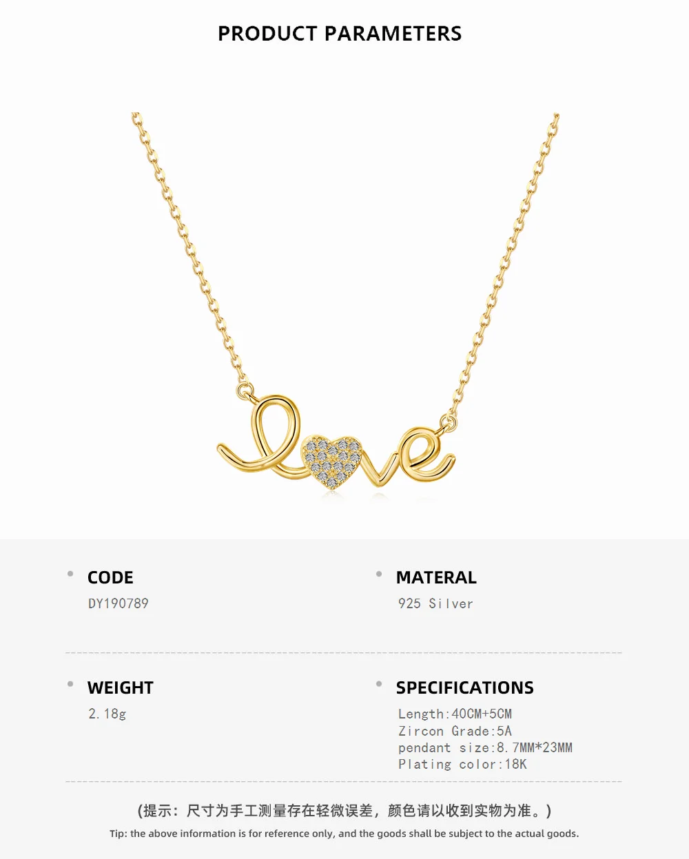 KAKODIY temperament 925 Sterling Silver heart letter pendant necklace zircon zirconia jewelry 18K gold plated necklace bracelet set for girls detail 1
