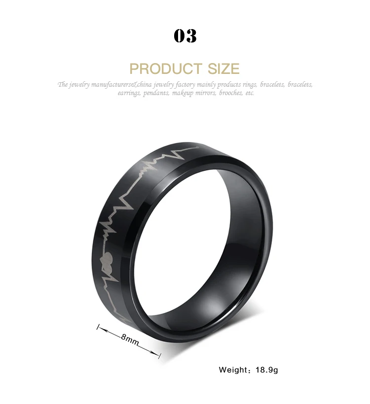Spot wholesale Japanese and Korean titanium steel personality men's ring can be split black men's ring R-124