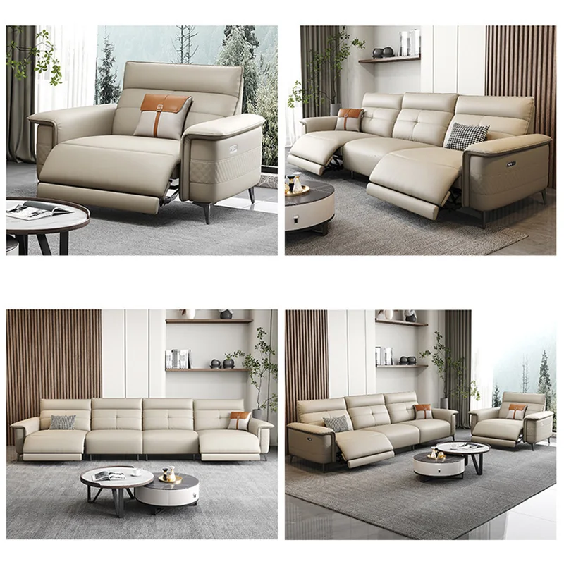 Первоклассная итальянская кабина из натуральной кожи, современный простой дизайн, многофункциональные секционные откидные диваны из микроволокна