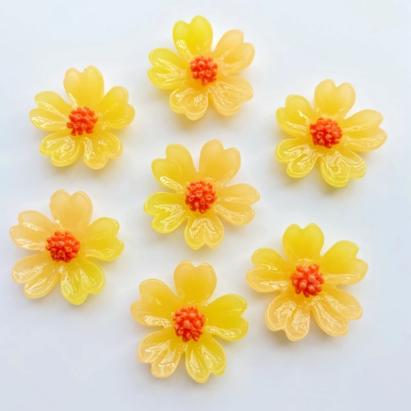 Gradient Colorful Flower Cherry Slime Filler Charms Simulation Cherry Blossom  Resin Beads Home Shoes DIY Ornament Accessory