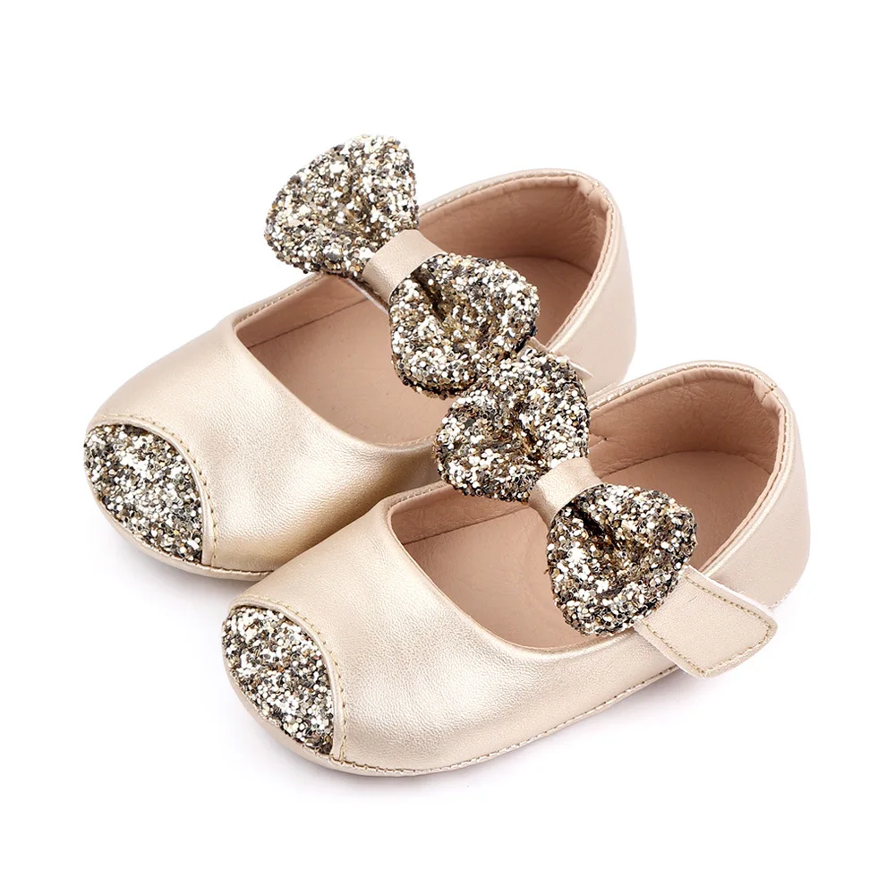 Hot Selling Gold Color Bling Princess Baby Girl Shoes Party Evening Girl Shoes manufacture