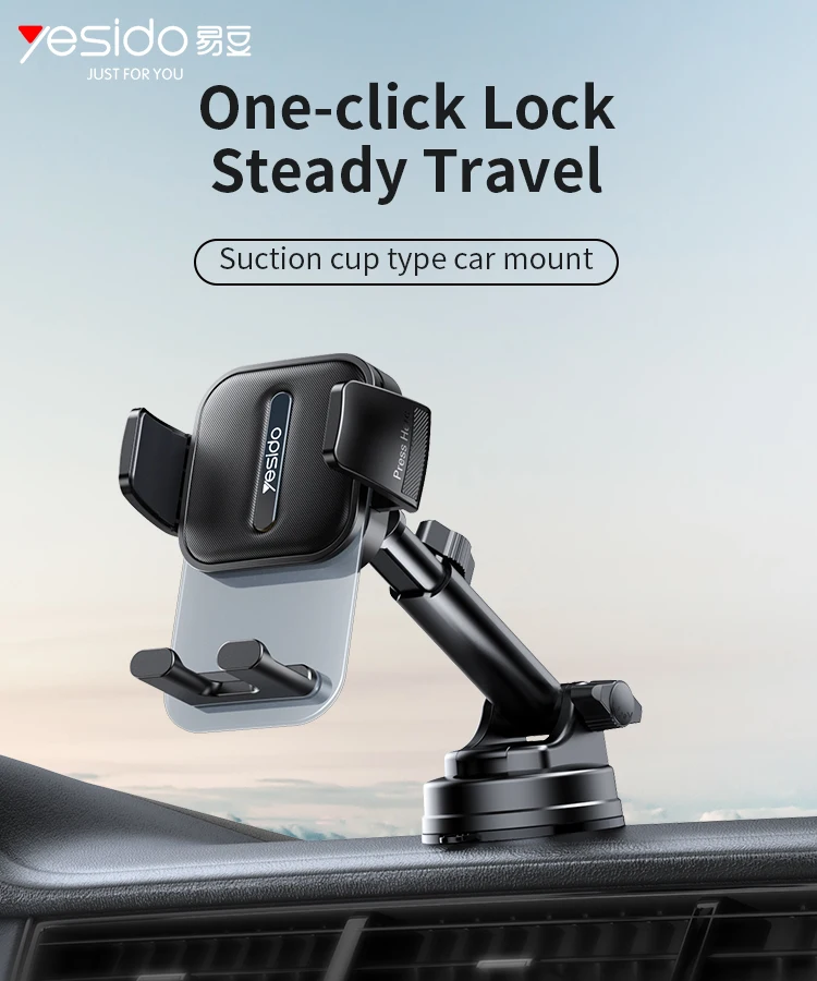C261 Yesido 360 Degree  Rotation Car Mount Retractable Car Phone Holder Telescopic Arm Suction Phone Holder