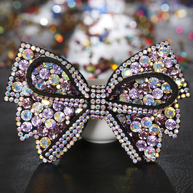 HX-322 с украшением в виде кристаллов; Ботильоны форма заколки для волос с разноцветными стразами заколка для волос заколки стиль, экокожа (полиуретан), с цветочным принтом женские аксессуары для волос для девочек