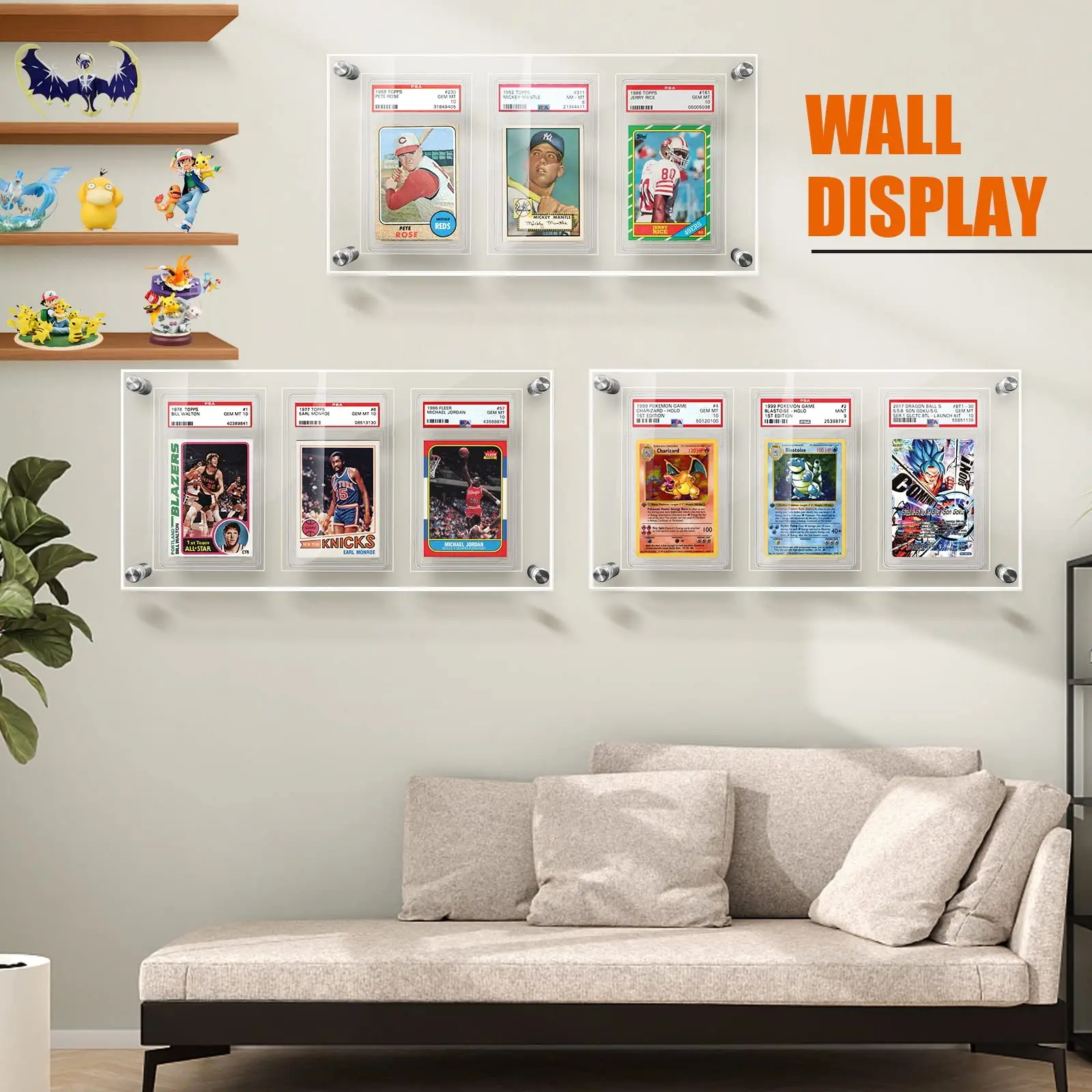 product trading card frame psa trading card display acrylic frame for wall  psa holder graded sports card display  clear-8