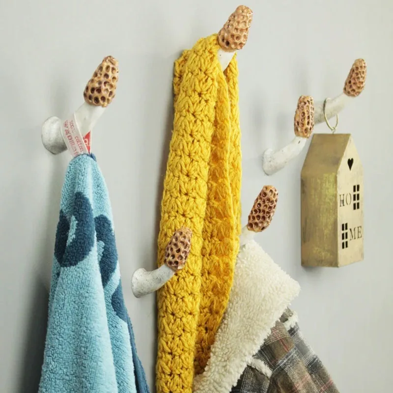 product custom glazed modern ceramic wall decor merry mushroom wall hook for entryway organizer coat towel hat rack hanger-5