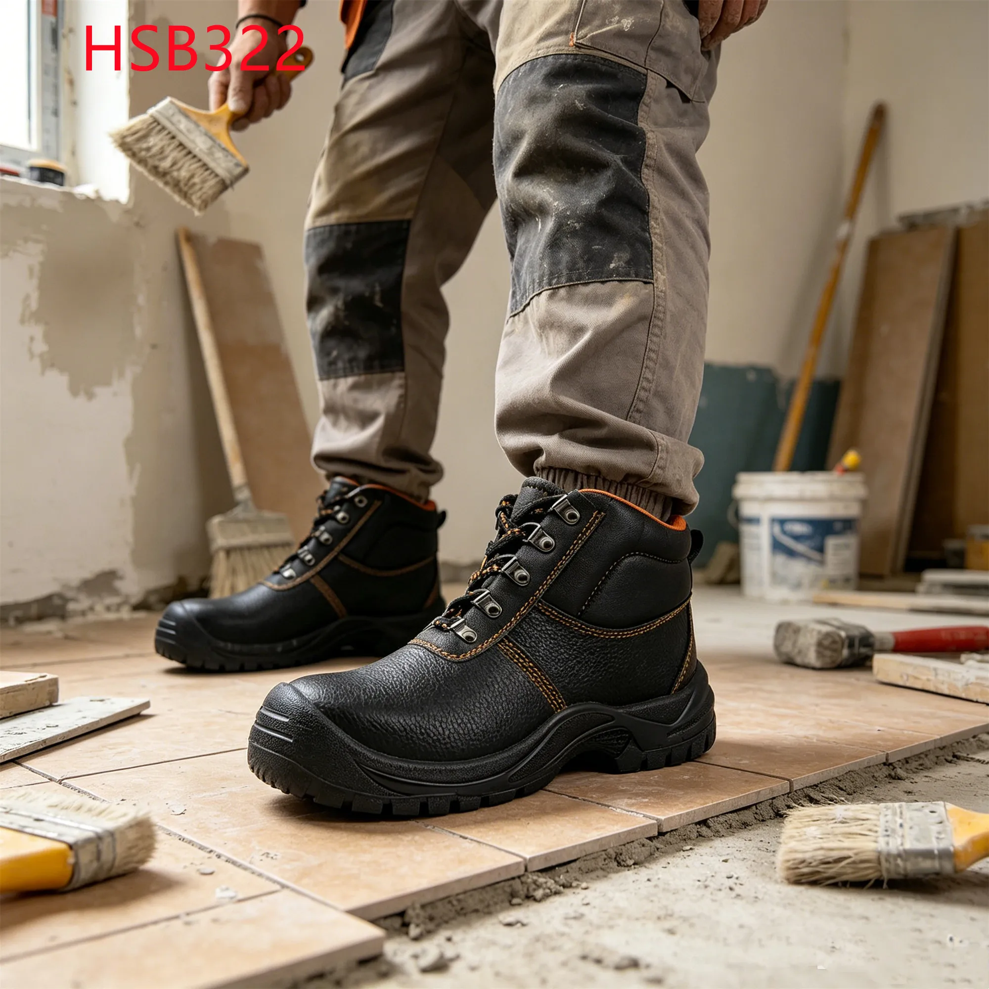 LXG,Sorting Center Scratch Prevention Work Footwear with Matel Toe Cap Anti-Grease PU/PU Injection Sole Safety Boots HSB322