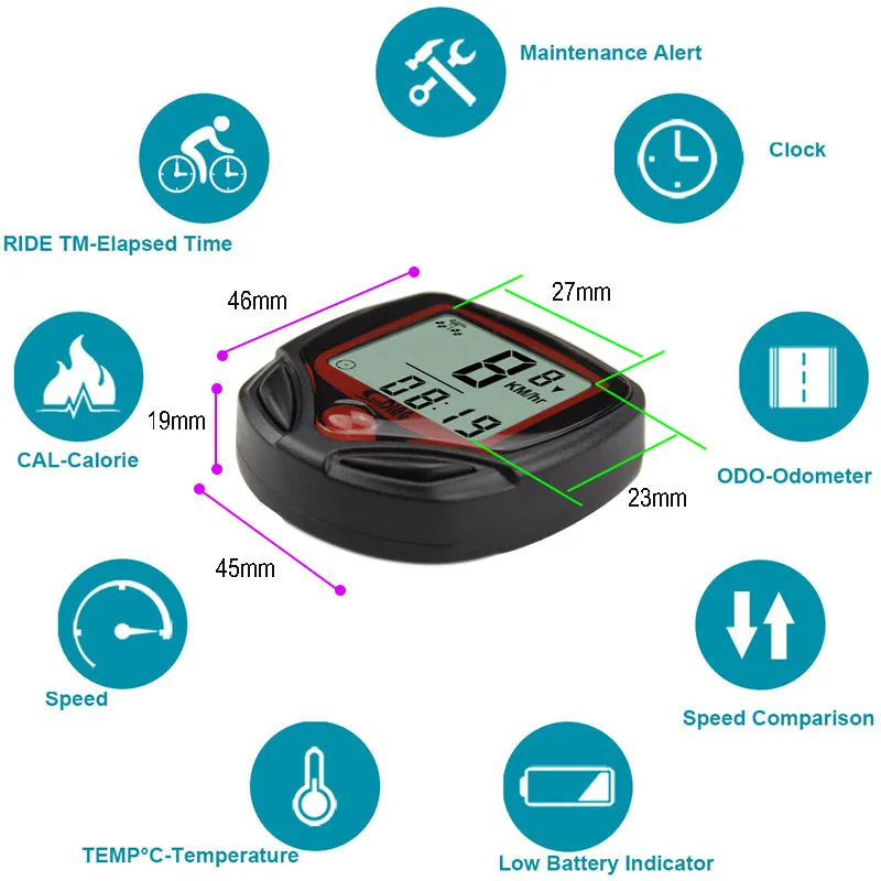 Лидер продаж Водонепроницаемый проводной велосипедный спидометр одометр измеритель скорости датчик