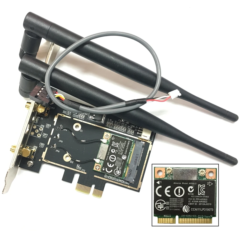 Atheros用ar5b22wb222 Ar9462 Bt 4.0  Wifi300mbpsデスクトップモデルネットワークカード6dbアンテナ付きミニpci1xアダプター - Buy Pcie Wifi For  Desktop,Network Card Desktop,Mini Pcie Wifi Card Product on Alibaba.com