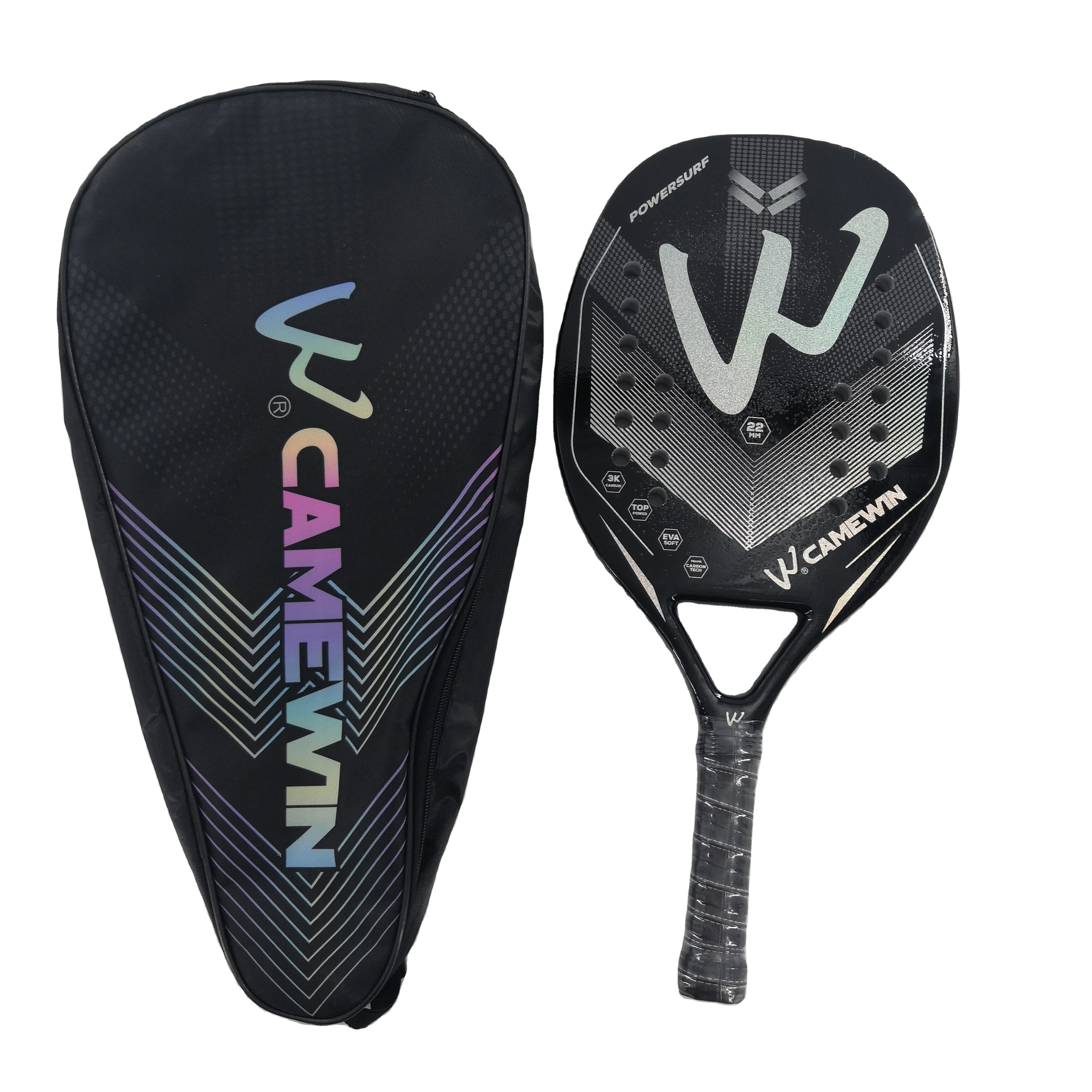 CAMEWIN Carbon & Glass Fiber Padel Tennis Racket EVA Soft Face