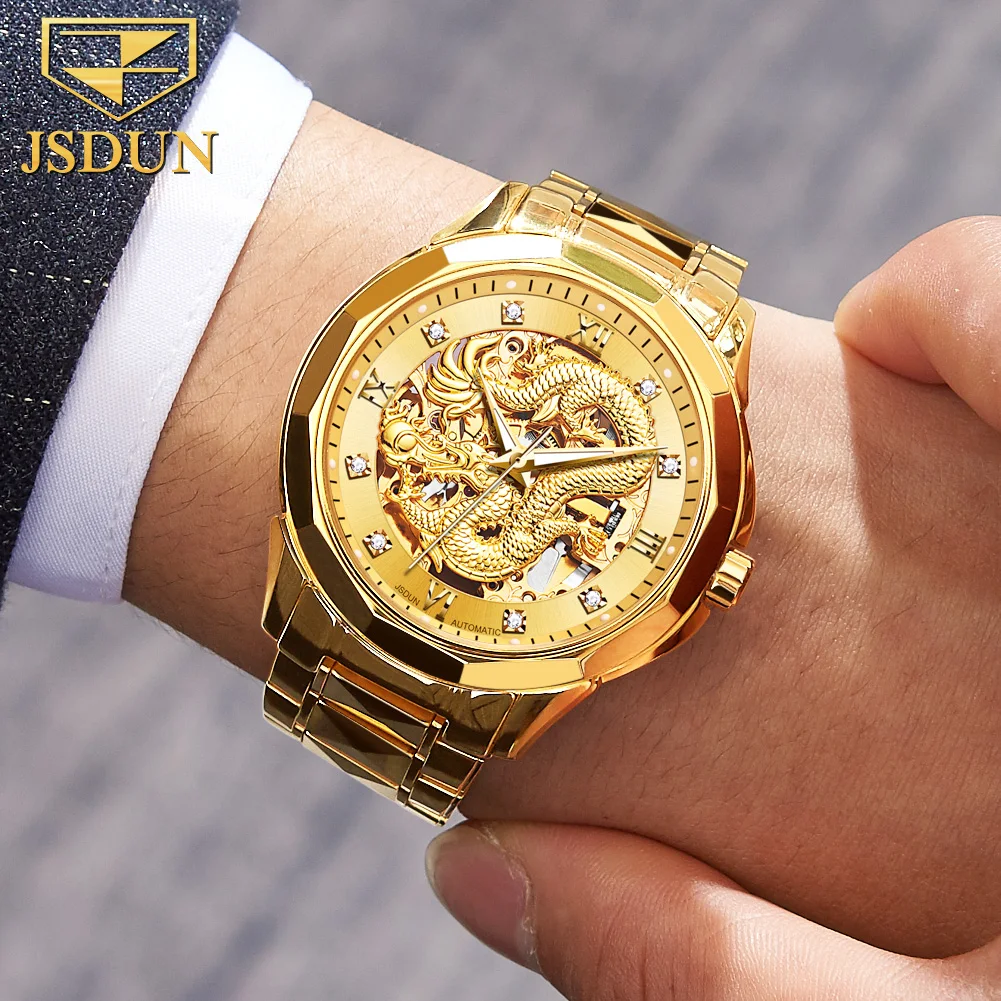 jsdun luxury skeleton waterproof movement 3d Alibaba