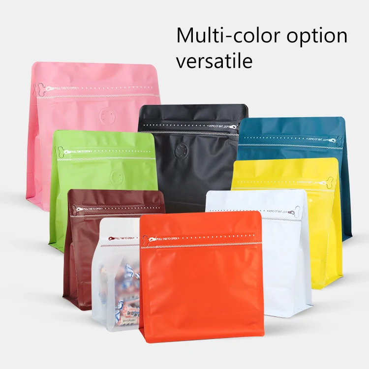 Wholesale 250g 500g 1kg Matte Flat Bottom Coffee Bags With Valve And