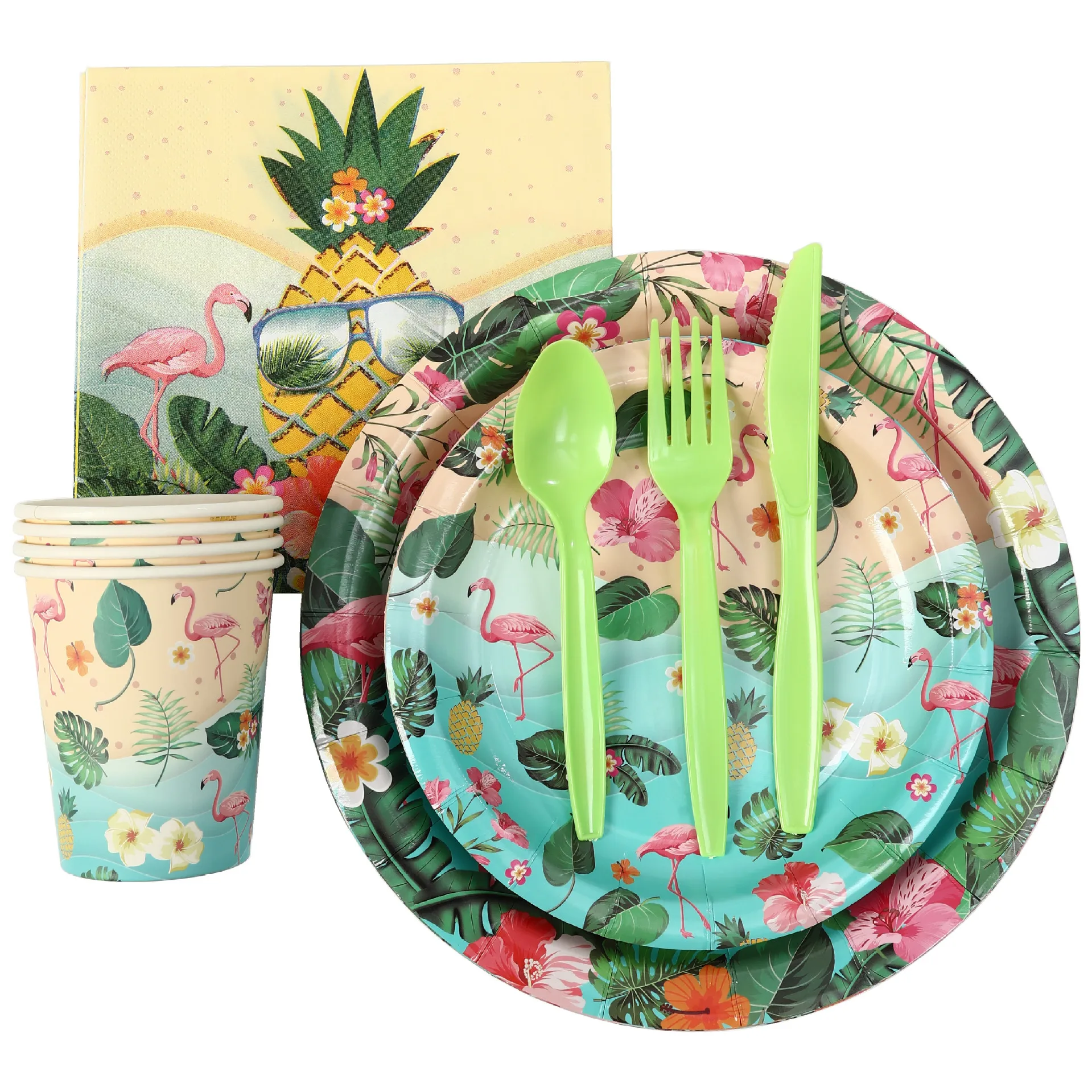 Hawaii Theme Party Cutlery Set Summer Party Pineapple Paper Plate Paper