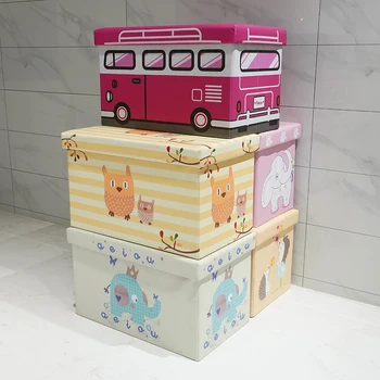 Modern 2021 Folding Square PVC Leather Storage Ottoman High Quality Living Room Furniture Stool