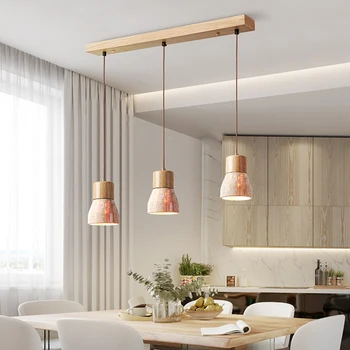 D7461-3C  Wabi-sabi style travertine ceiling lamp modern led light
