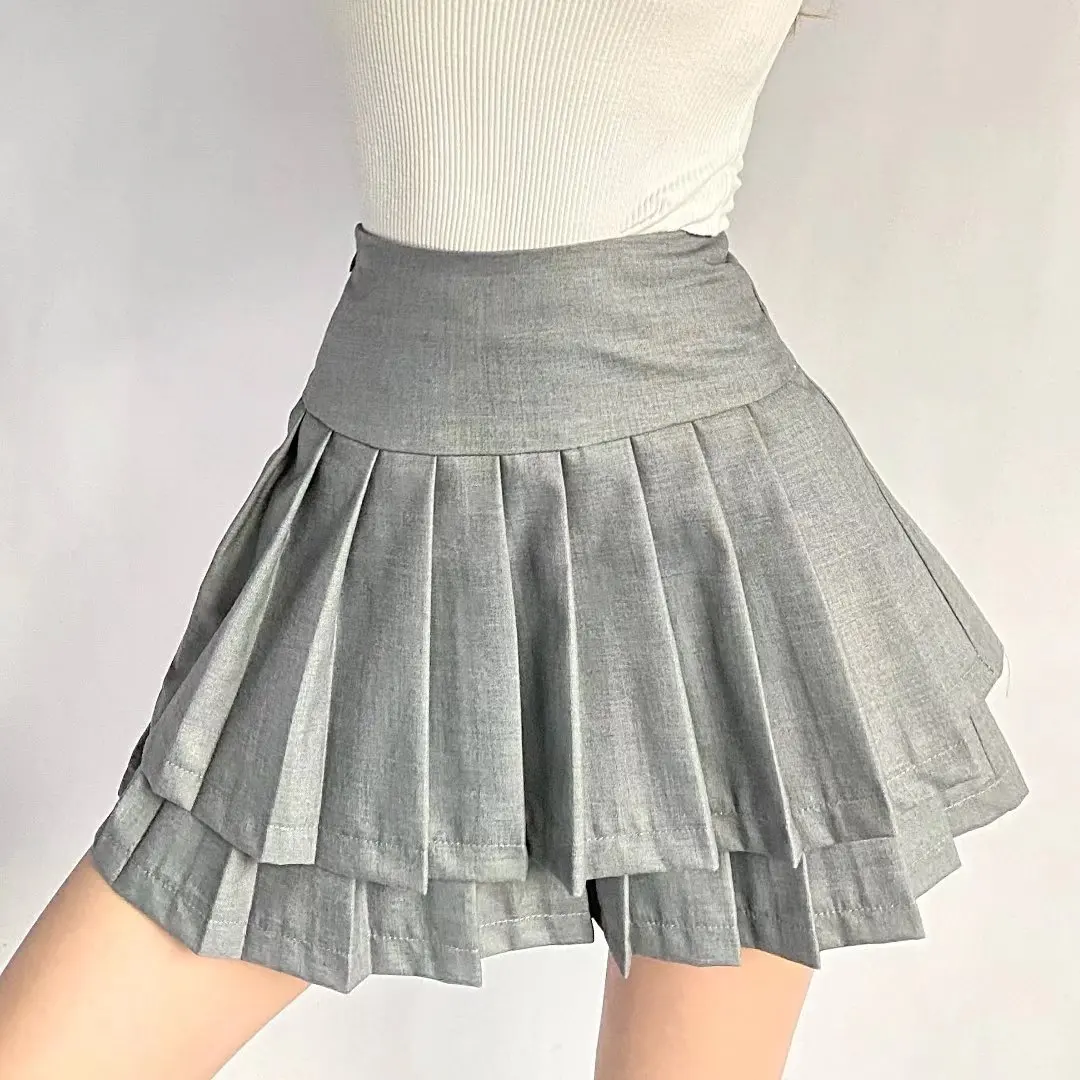 Double-layer-Pleated-Skirt-