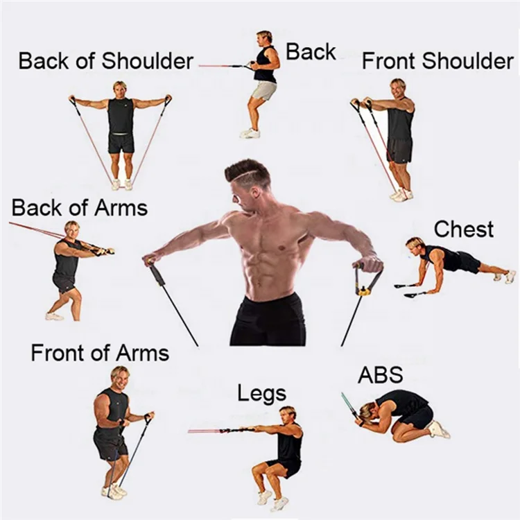 Оптовая продажа, оборудование для упражнений, тренировочная веревка, набор для упражнений в тренажерном зале, Йога, фитнес, TPE, 11 шт., набор эспандеров