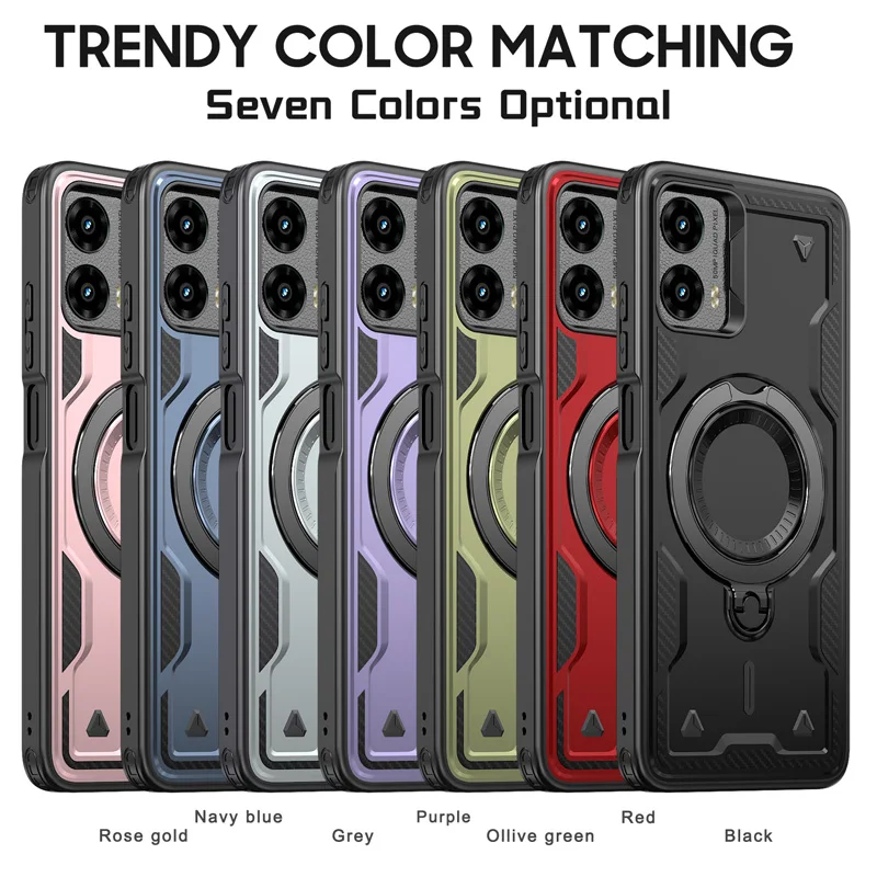 For MOTO G Power Stylus EDGE 5g Motorola G Play 4g 2024 Hard Metal Ring Bracket Mobile Phones Cover Pc Tpu Hyper Cell Phone Case