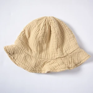 Baby Accessories Children Soft Plain Plant Dye Natural Dye Summer Cotton Wide Brim Unisex Baby Hat