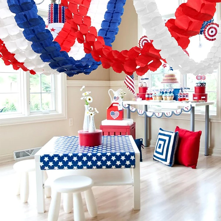 10 Rolls Patriotic Crepe Paper Streamers – Red, White, Blue & Silver, 820 Feet Total, For 4th Of July, Memorial Day Party Decorations