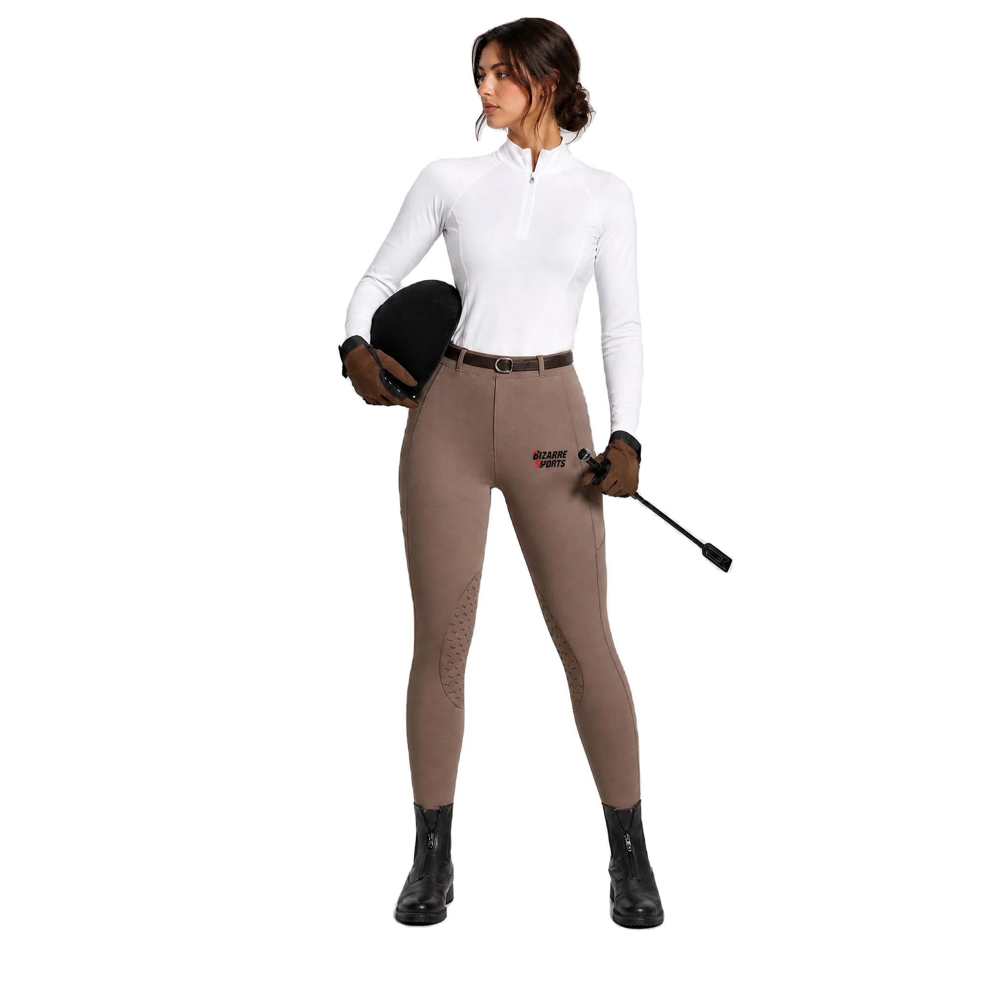 Y51Custom Elastic Slimming Spandex/Nylon Equestrian Riding Pants for Women Embossed Printed Competition Anti-Slip Breeches