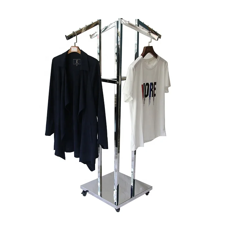 Wholesale Stainless Steel Clothes Racks Shop Fitting Floor Free Standing Clothing Garment With