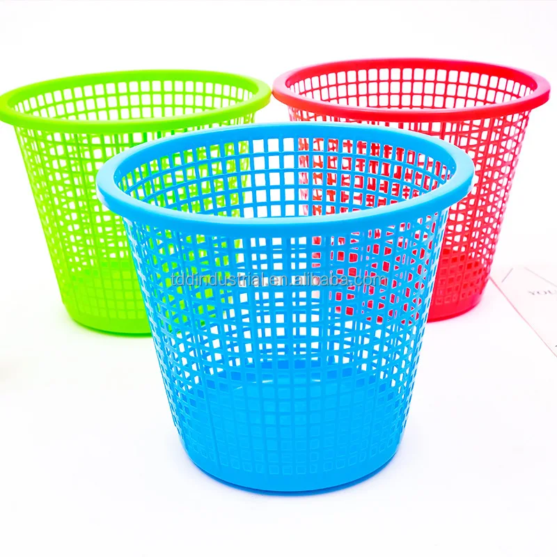 Plastic Wastebasket Trash Can & Lidless Hollow Waste Bin Dustbin Bucket ...