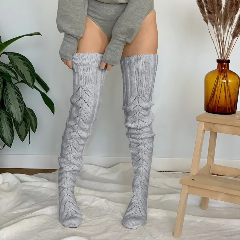 Logo Custom Thick Loose Knee High Solid Winter Warm Stocking Soft Long ...
