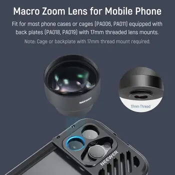 NEEWER 105mm HD Macro Lens for 17mm Thread Lens Backplane Compatible with Phone Cage Case with 17 mm Lens Adapter LS-26 detail image