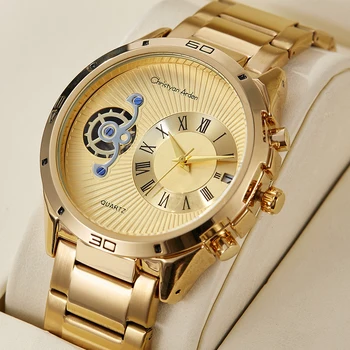 Men's Light Luxury Quartz Watch Steel Band Business Fashion Trend Alloy Case Roman Numerals Dial Display Silver Leisure Calendar