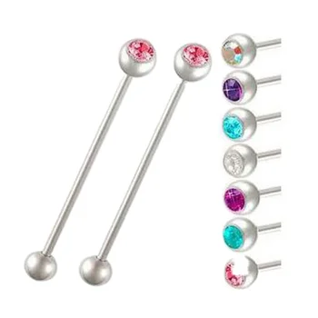 gem industrial barbell piercing jewelry