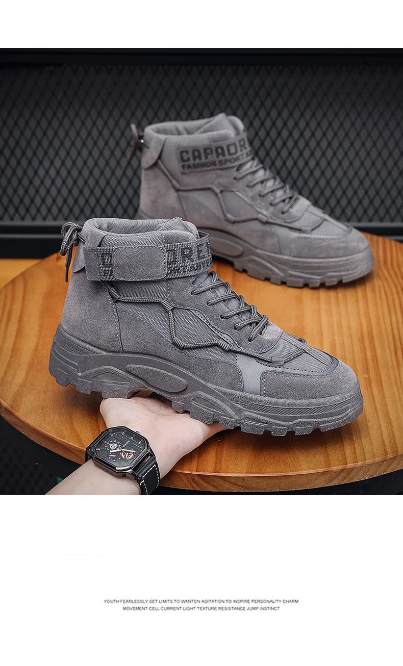 New Style High-top Tooling Shoes Men's Korean Version All-match British ...