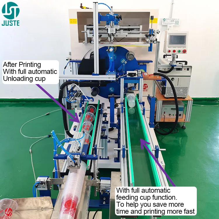High Speed Silk Screen Printer Circular Cup Single Colour Automatic Press Screen Printing Machine for Round Plastic Cup Pipe