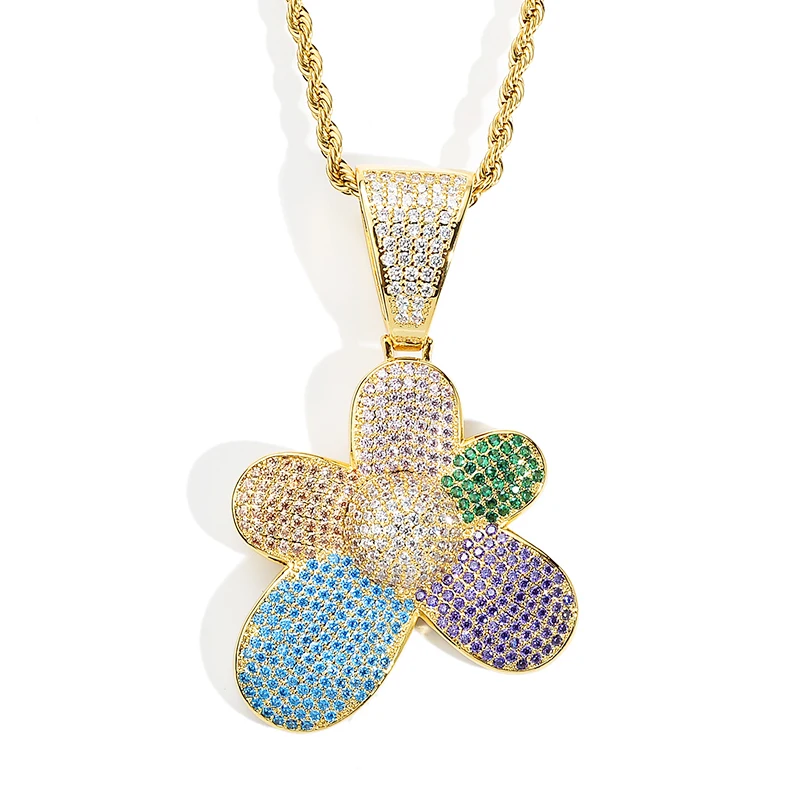 iced out flower pendant