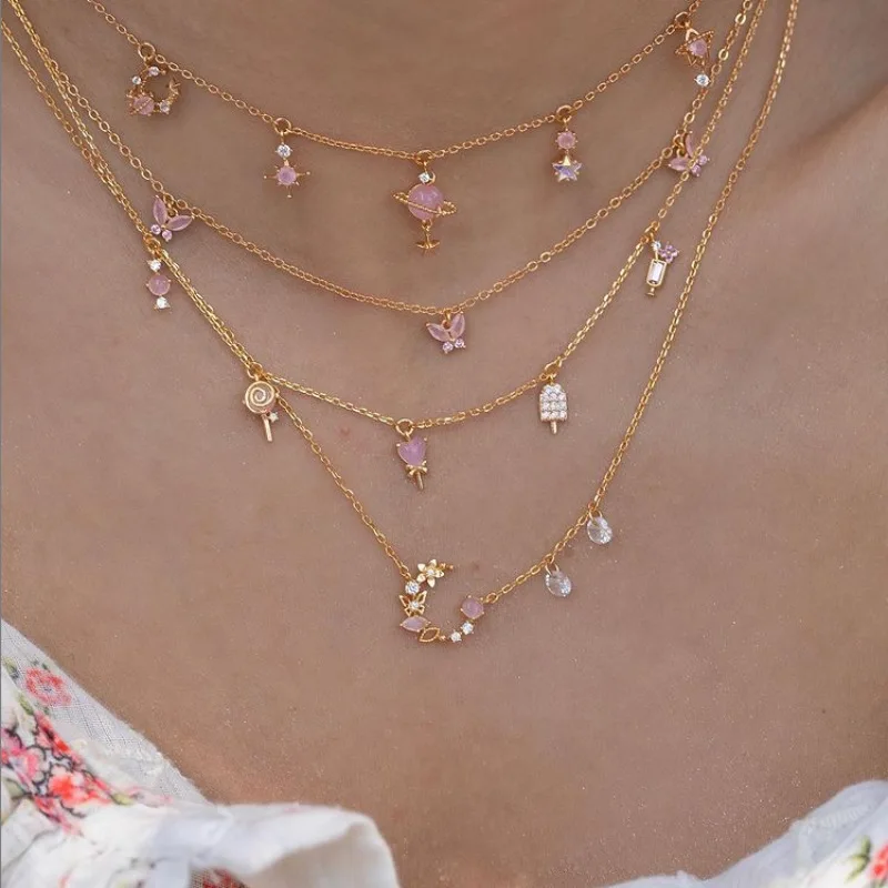 Oem Ice Cream Charm Necklace 18k Real 
