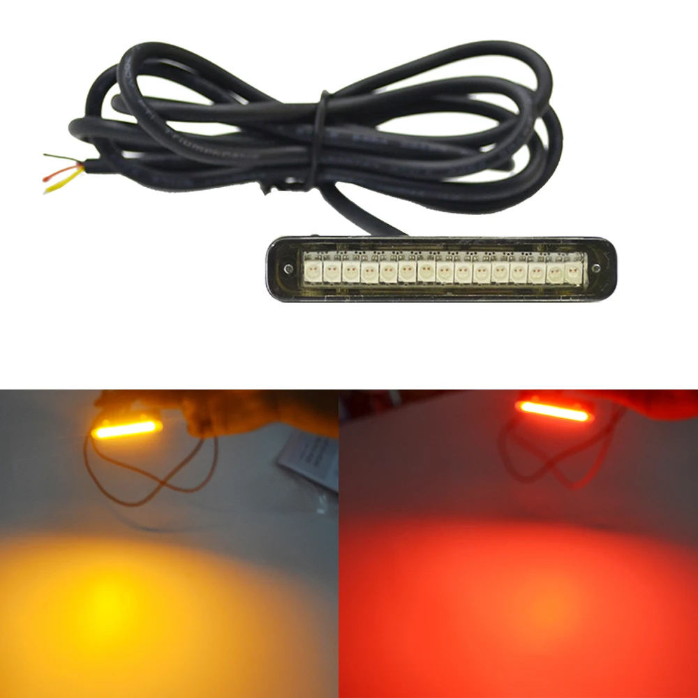 LED Waterproof Plate light with 15 Red & Yellow LED License Plate Light,Backup Light,tail light or Brake Light for Motorcycle