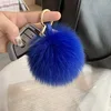 Royal blue fox fur ball 12cm