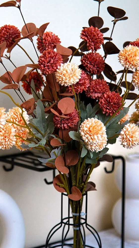 Ball Chrysanthemum For Wedding Arrangement Home Living Room Decorative ...