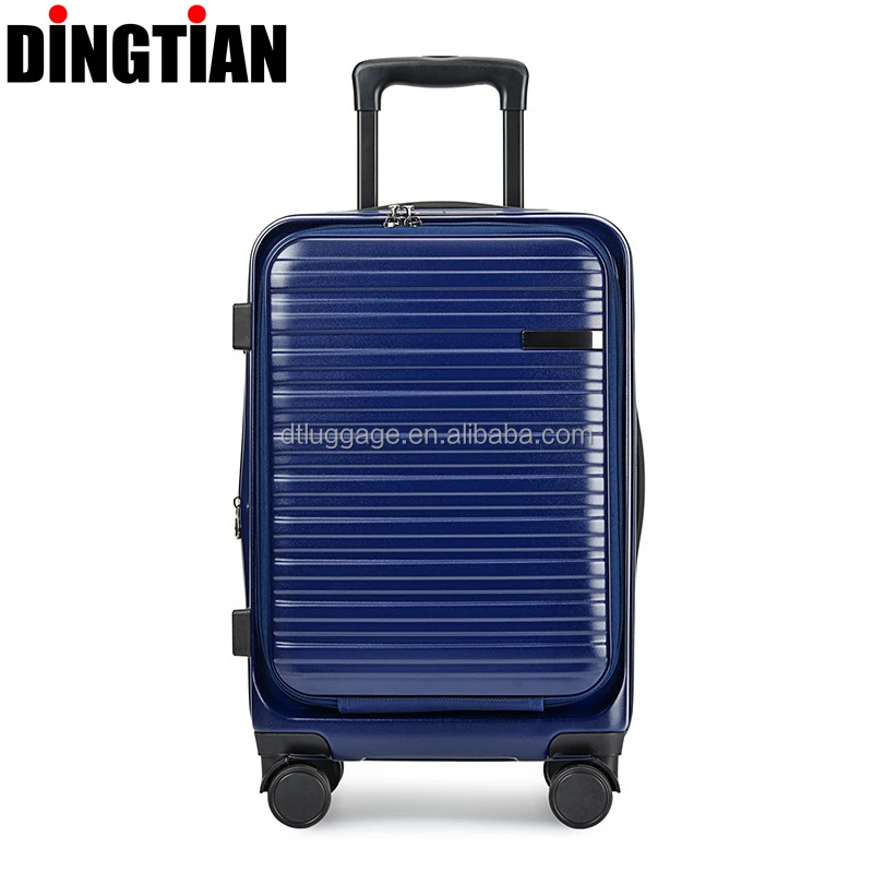 High Quality ABS PC Hard Shell Carry-On Luggage New Design Factory Suitcase with Front Opening Laptop Pocket Travel Trolley Bag