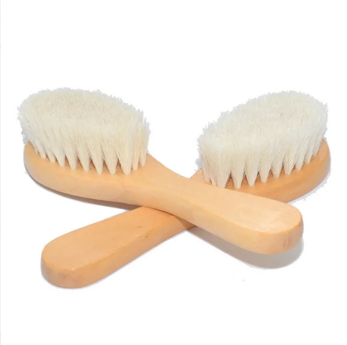 All natural wood handle brush  body brush Scalp Massage Wood Small Goat Hair Baby Hair Brush