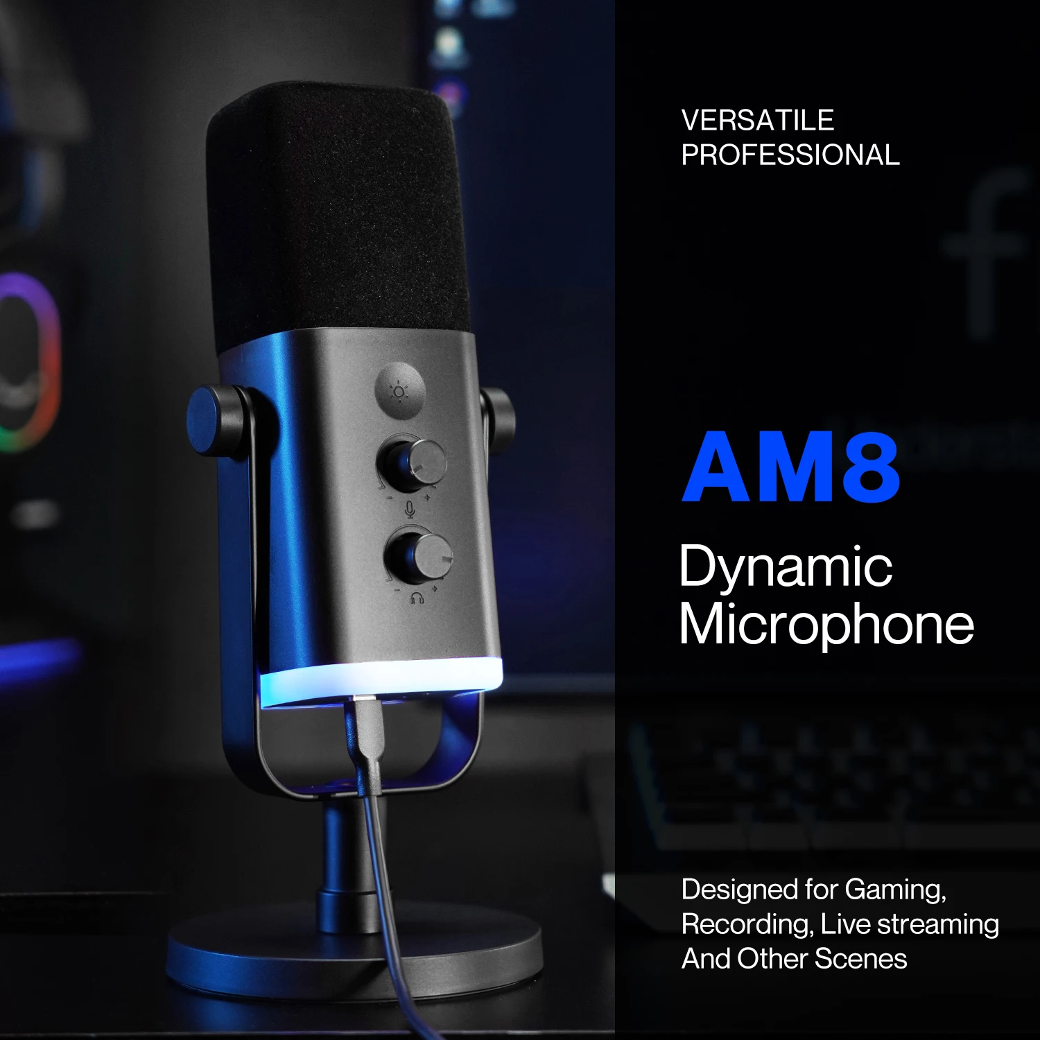 Fifine AM8 Game Microphone - Studio Quality & RGB Lights