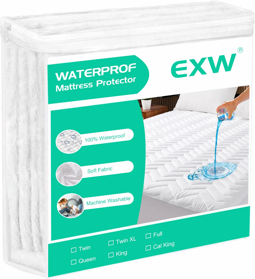 Extra Thick Bamboo Mattress Topper Queen Size Bed Cooling Mattress Pad