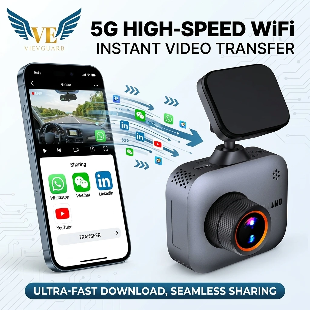 VIEVGUARB V8 Dash Cam Night Vision G-Sensor Loop Recording Parking Monitor App Control WDR 4K STARVIS HDR IPS Screen